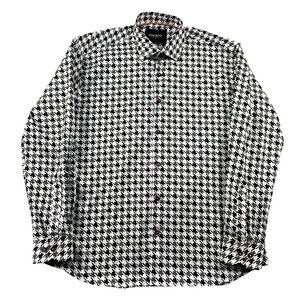 Maceoo Fibonacci Houndstooth Shirt Mens Large 4 Black White 100% Cotton